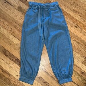 Ruby & Jenna Paper Bag Waist Chambray Joggers Size Large